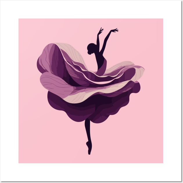 Ballerina in a purple tutu dancing. Vector illustration, tiptoe dancing, ballet dance pose art Wall Art by Nora Liak